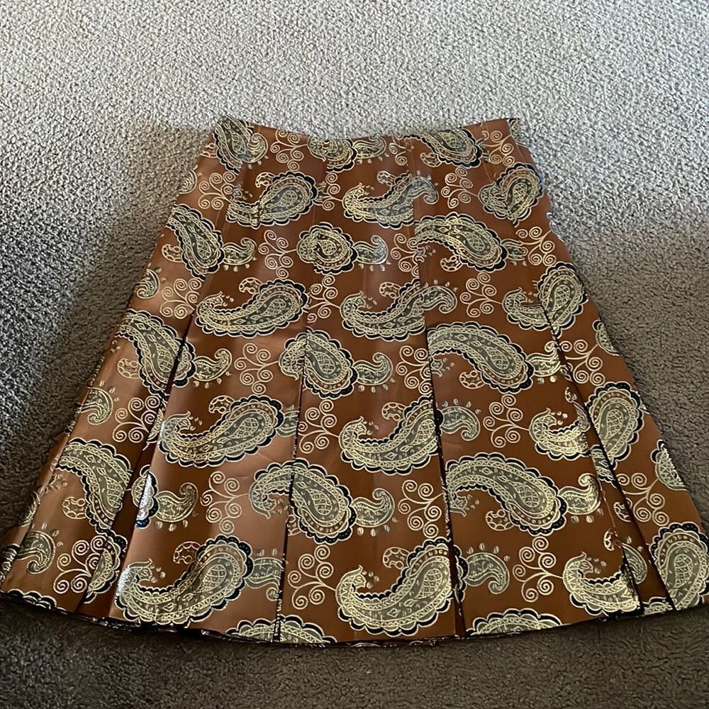 Club Monaco Women’s Metallic Paisley Pleated Skirt